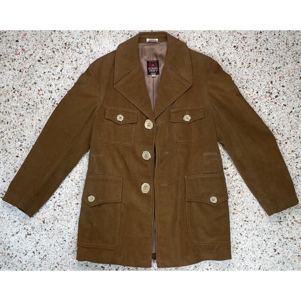 Europe Craft Exclusive Import Vintage Men's Brown‎ Corduroy Jacket Size 38